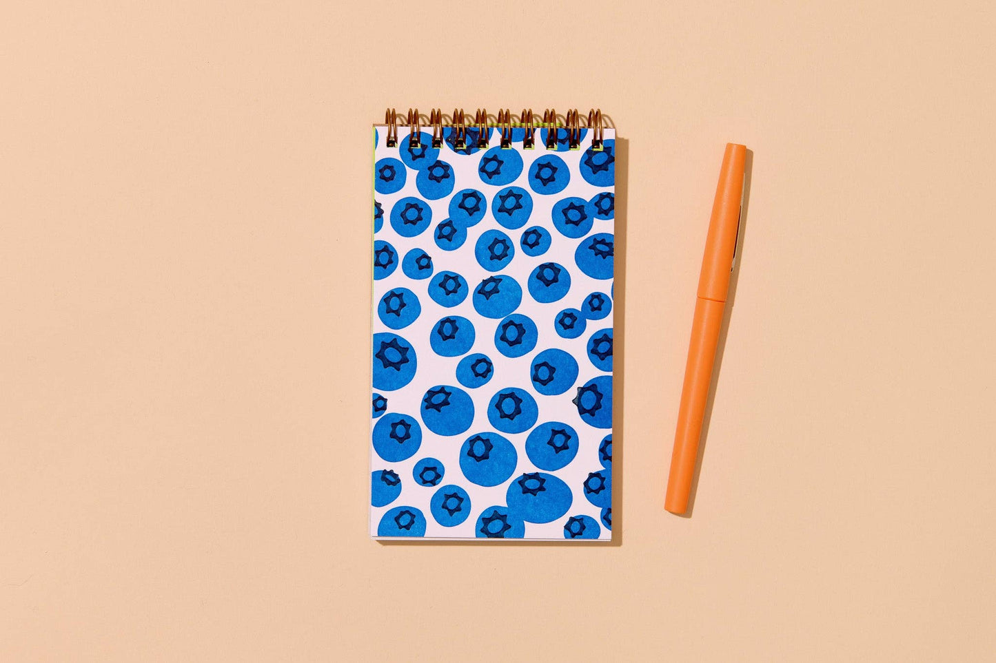 Blueberries Letterpress Spiral Pocket Size Notebook - Fathers Day Gift Mothers Day Spring Easter