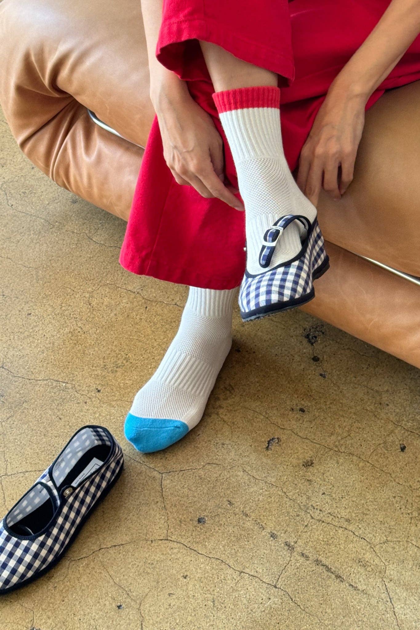 Color Block Girlfriend Socks : Grey Pink