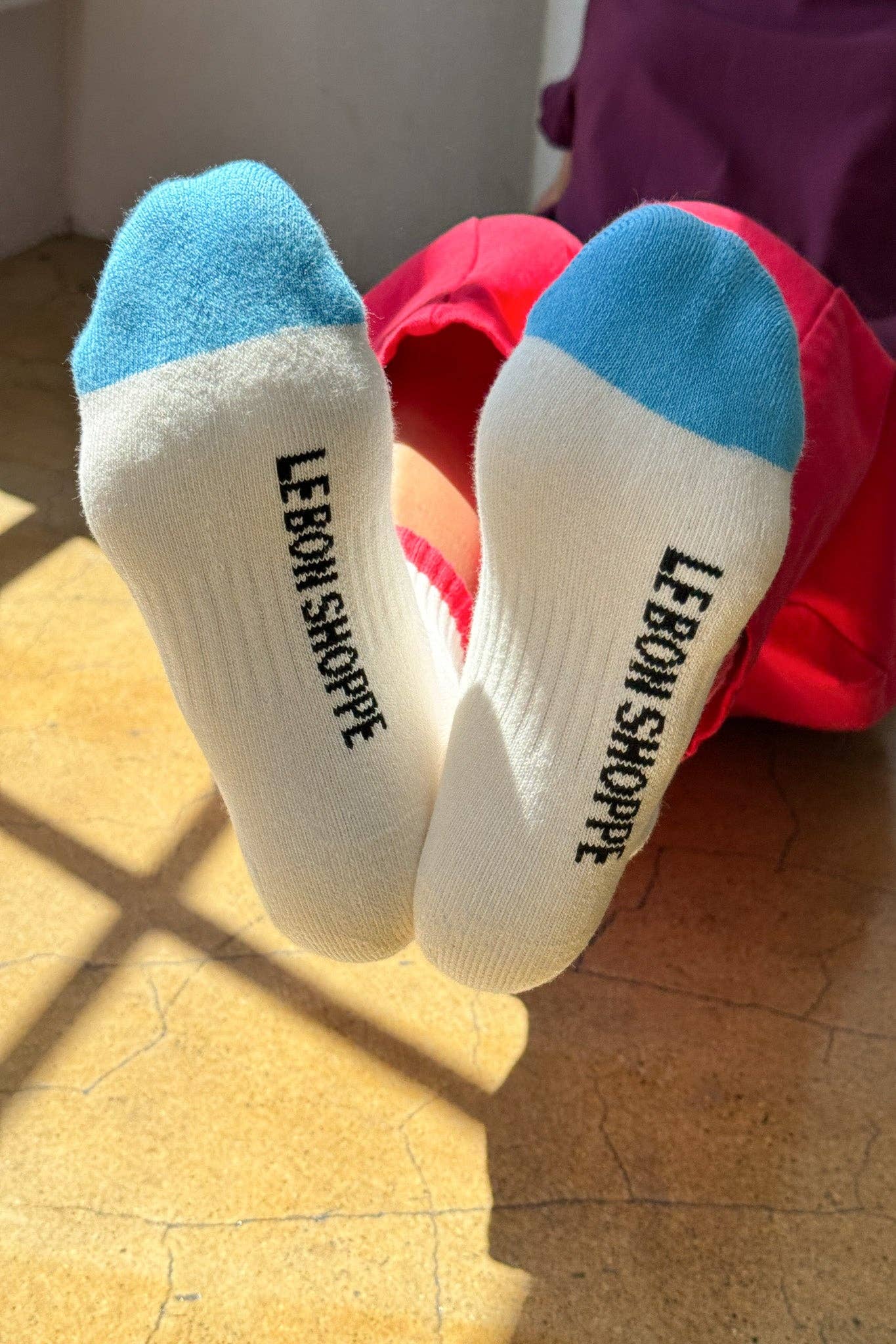 Color Block Girlfriend Socks : Grey Pink