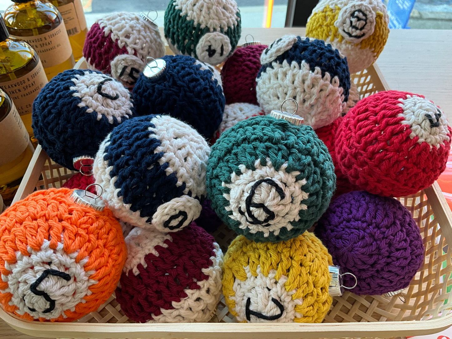 Pool ball ornaments