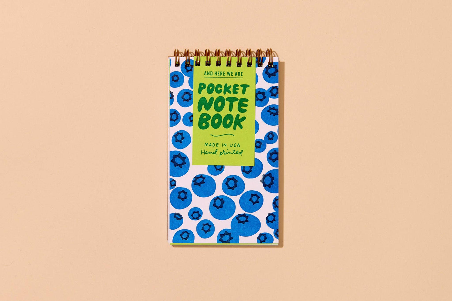 Blueberries Letterpress Spiral Pocket Size Notebook - Fathers Day Gift Mothers Day Spring Easter