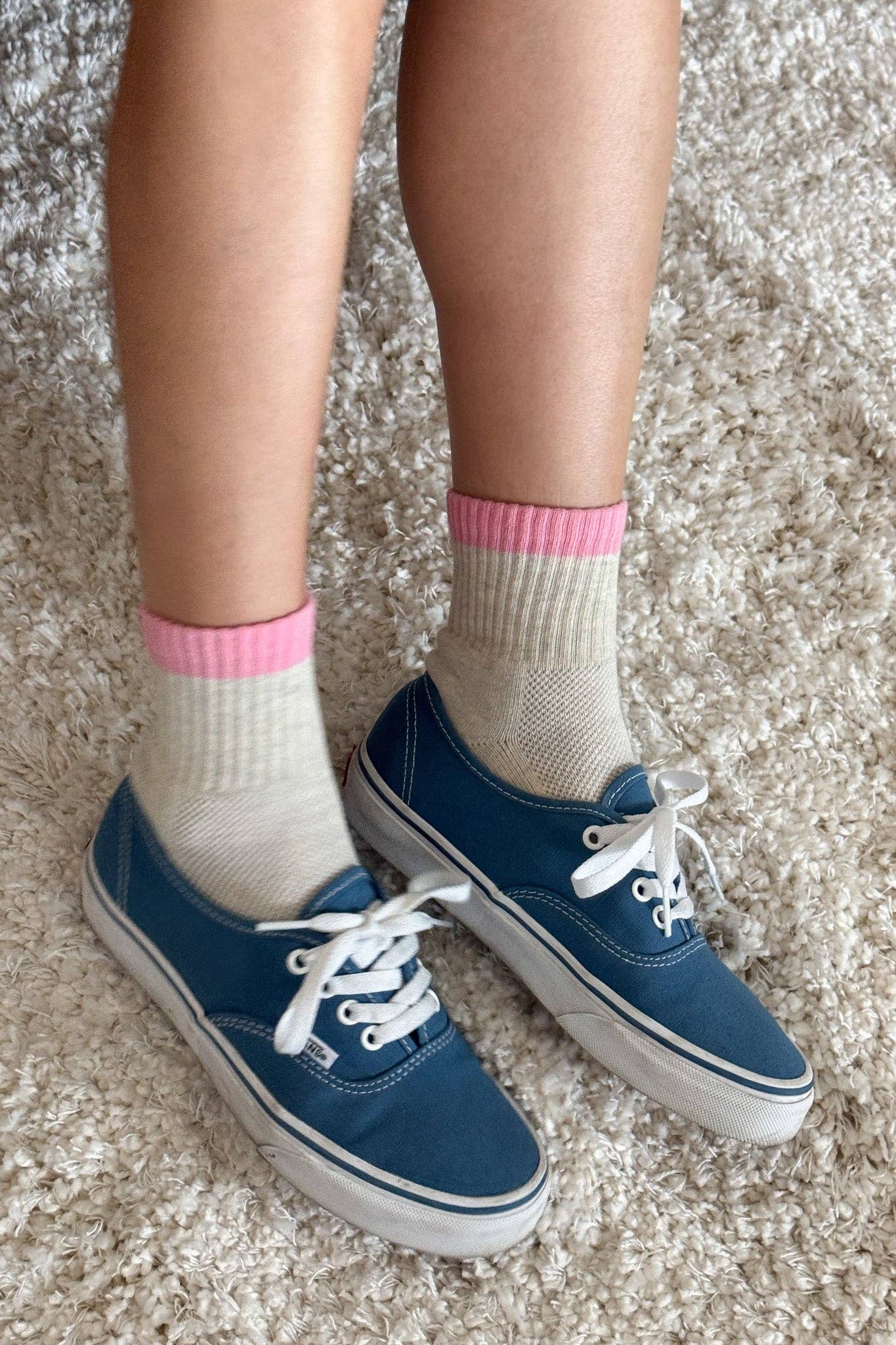 Color Block Girlfriend Socks : Grey Pink