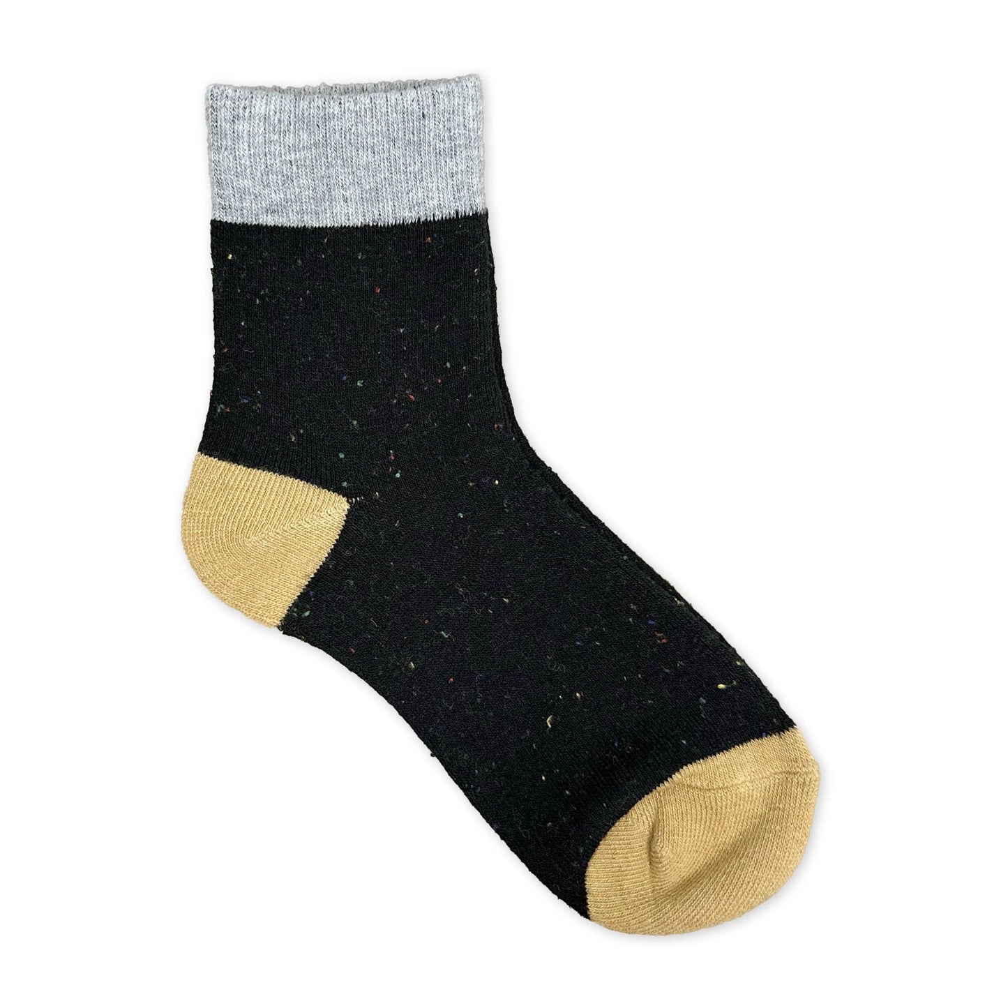 Tri-Color Speckled Knit Crew Socks – Cozy Cotton Blend Fall : Brown - Sand
