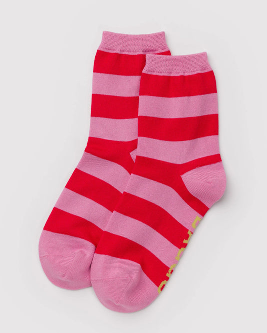 Baggu Crew Socks - Pink Stripe