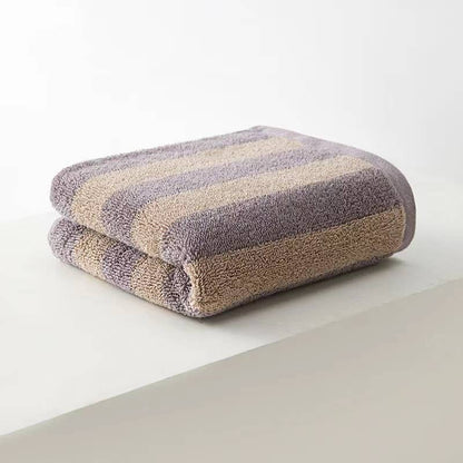 Striped cotton bath towel: Khaki