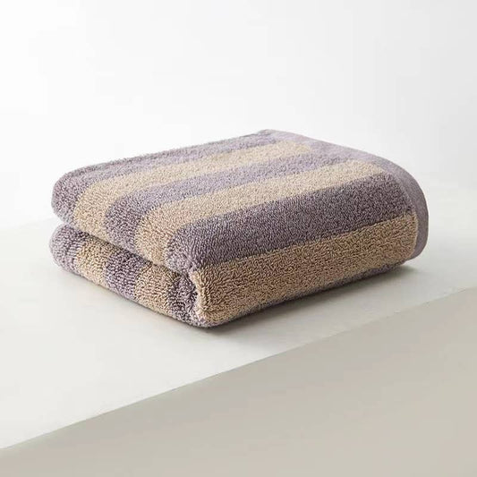 Striped cotton bath towel: Khaki