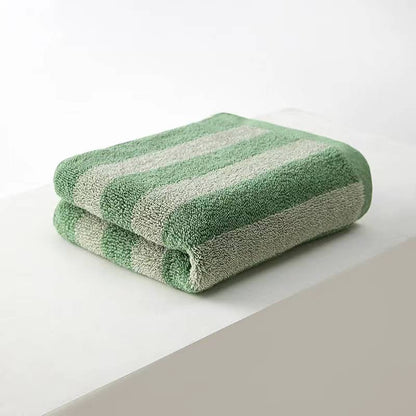 Striped cotton bath towel: Khaki