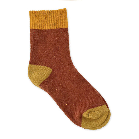 Tri-Color Speckled Knit Crew Socks – Cozy Cotton Blend Fall : Brown  - Sand