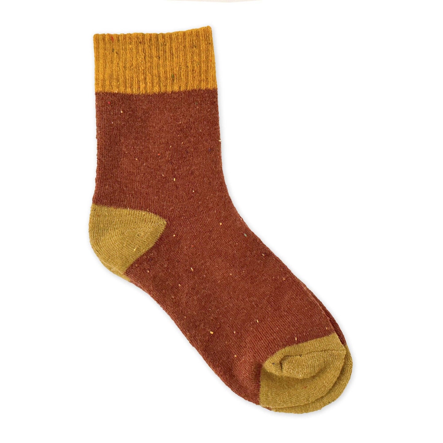 Tri-Color Speckled Knit Crew Socks – Cozy Cotton Blend Fall : Gray- Black - Tan