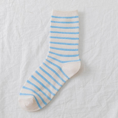 WOMEN NEW STRIPED CUTE BREATHABLE PILE SOCKS_CWMS0470: Green / (OS) 5