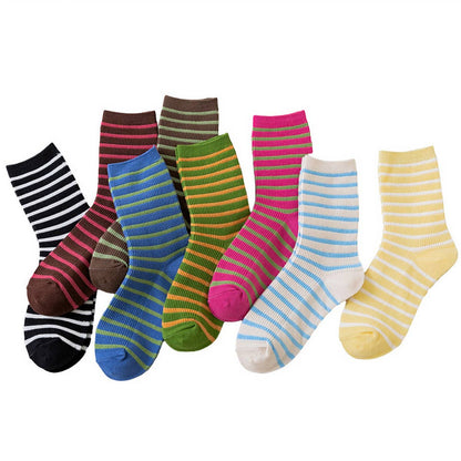 WOMEN NEW STRIPED CUTE BREATHABLE PILE SOCKS_CWMS0470: Green / (OS) 5