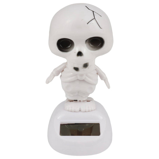 Dashboard bobblehead skeleton 1 white solar-powered figurine