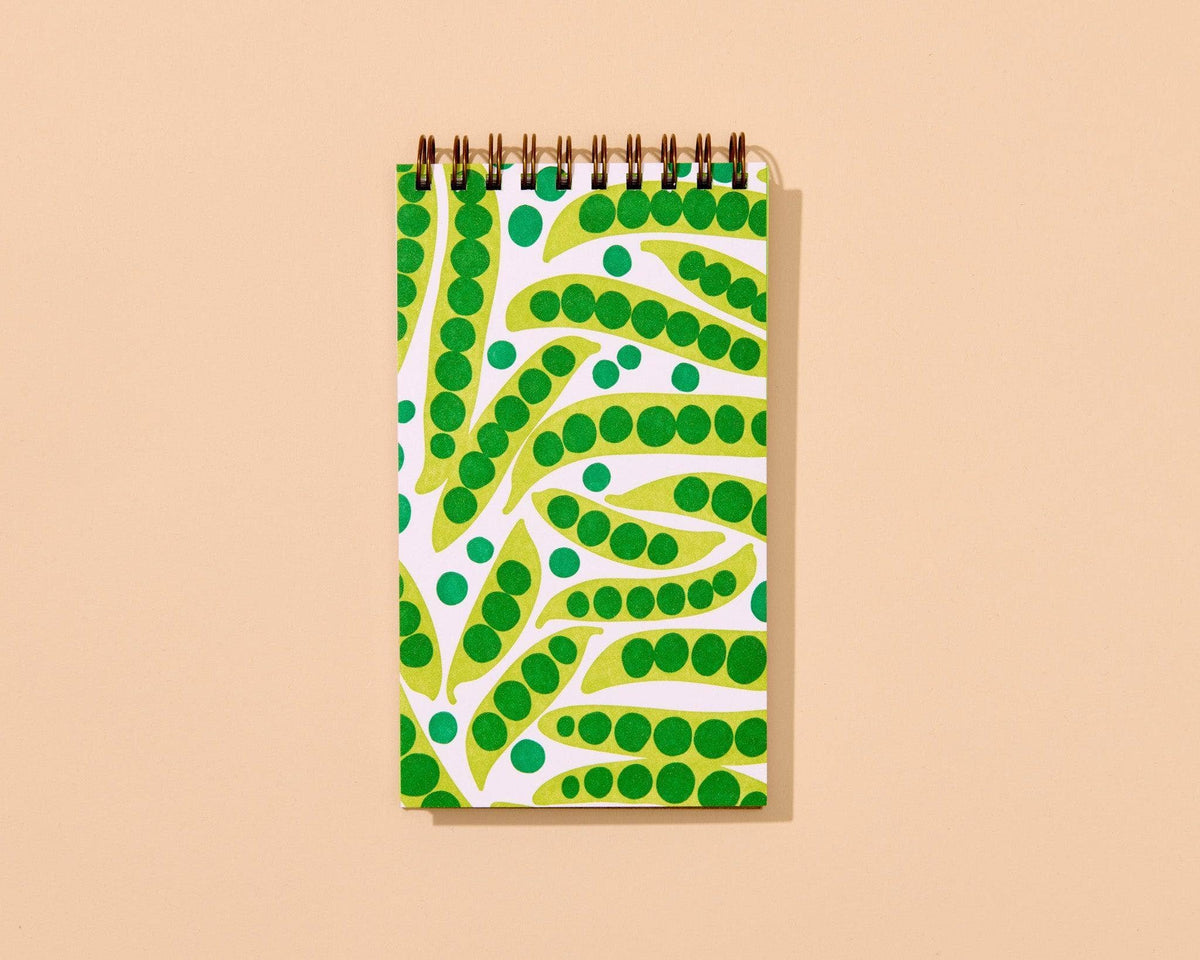 Letterpress Small Spiral Notebook (Lined)—Green Peas