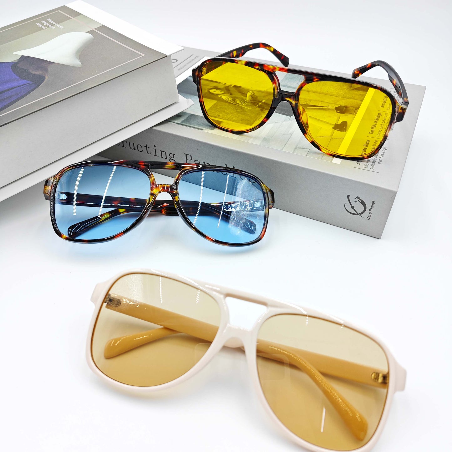 Vintage Double Bridge Aviator Sunglasses_CWASG0113: LEOPARD / (OS) 1