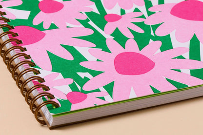 Coneflower Wildflower Letterpress Spiral A5 Notebook Fathers Day Gift Mothers Day