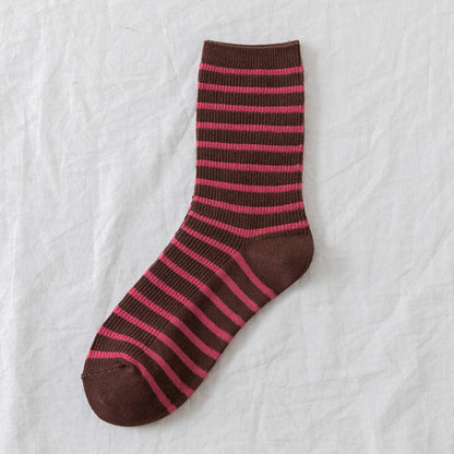 WOMEN NEW STRIPED CUTE BREATHABLE PILE SOCKS_CWMS0470: Yellow / (OS) 5