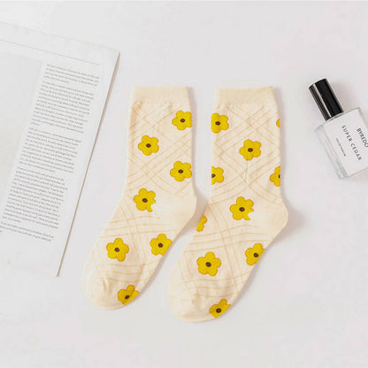 SWEAT-ABSORBENT AND BREATHABLE SWEET FLOWER SOCKS_CWMS0975: TYPE3 / (OS) 3
