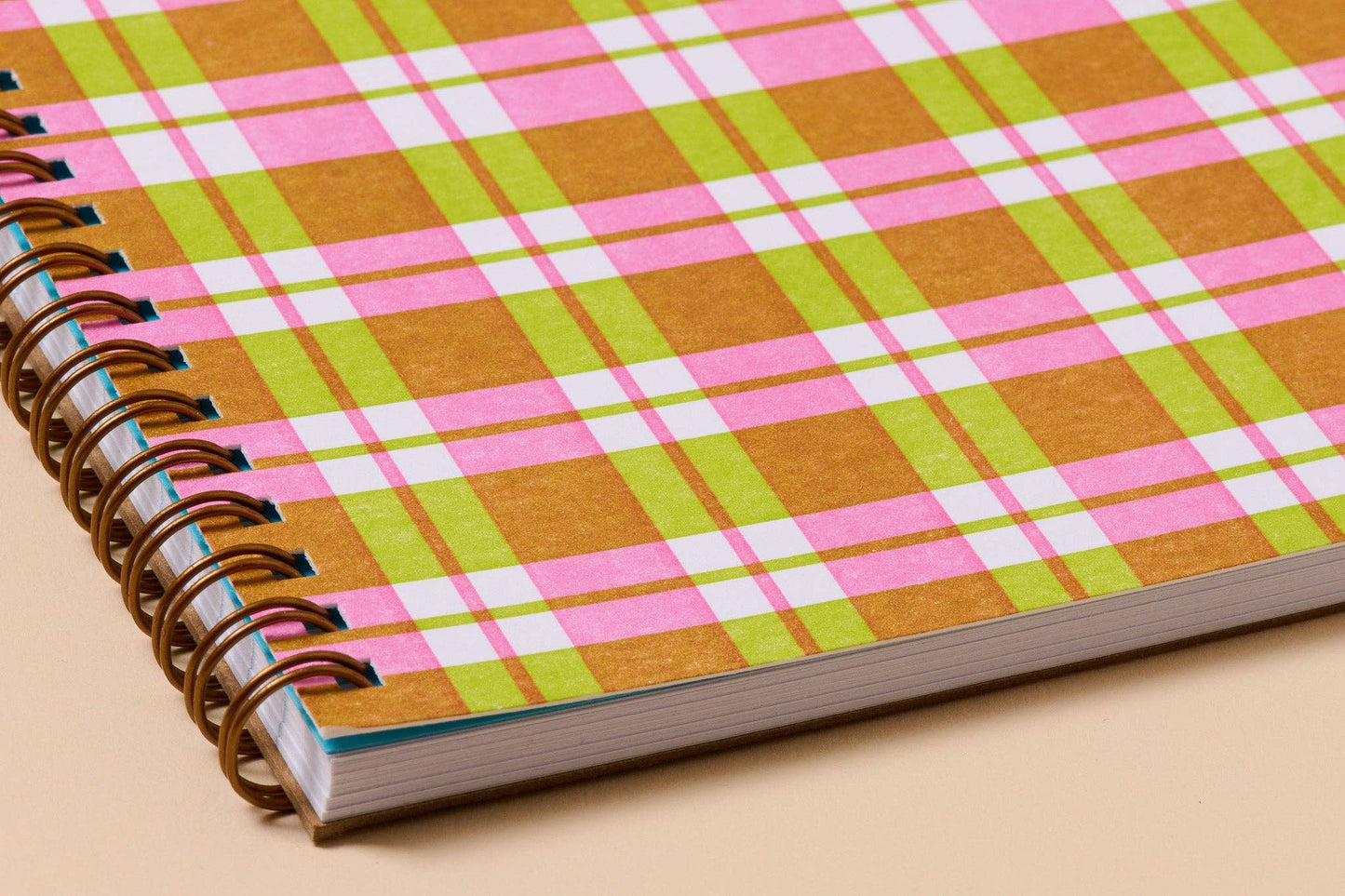 Gingham Picnic A5 Letterpress Spiral Notebook - Fathers Day Gift Mothers Day
