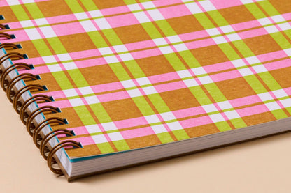 Gingham Picnic A5 Letterpress Spiral Notebook - Fathers Day Gift Mothers Day
