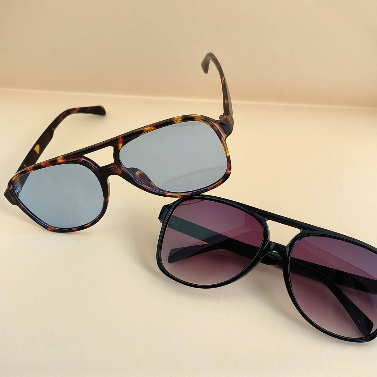 Vintage Double Bridge Aviator Sunglasses_CWASG0113: LEOPARD / (OS) 1