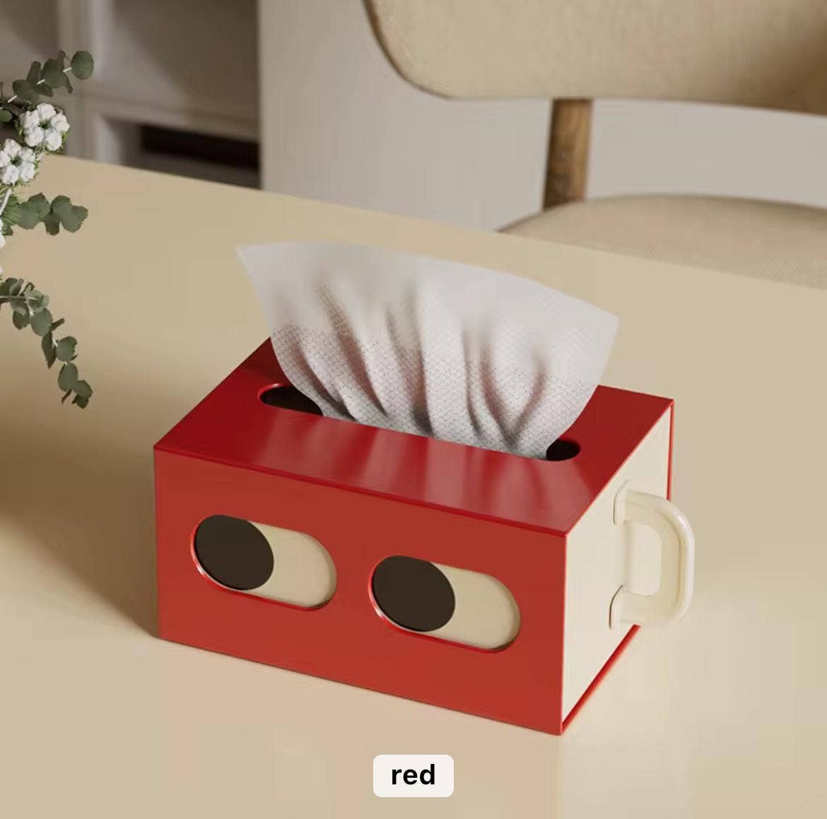 Tissue Box Holder with Retro Toaster Design: Red
