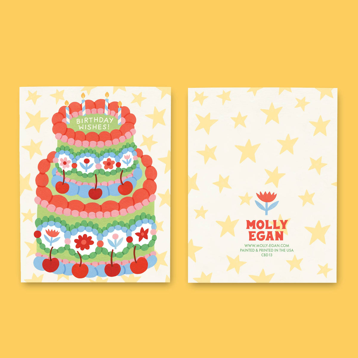 Vintage Green Birthday Cake Card