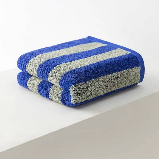 Striped cotton bath towel: Blue