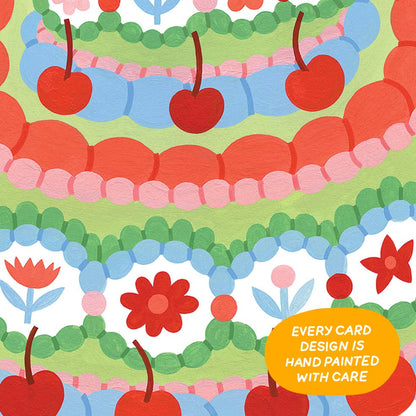 Vintage Green Birthday Cake Card