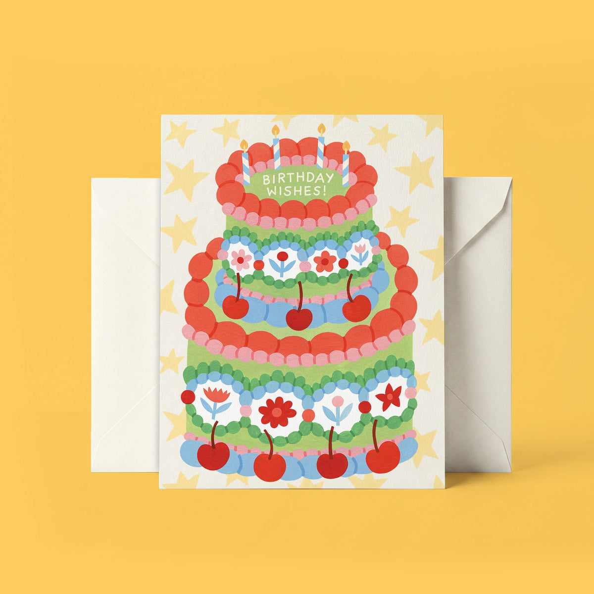 Vintage Green Birthday Cake Card