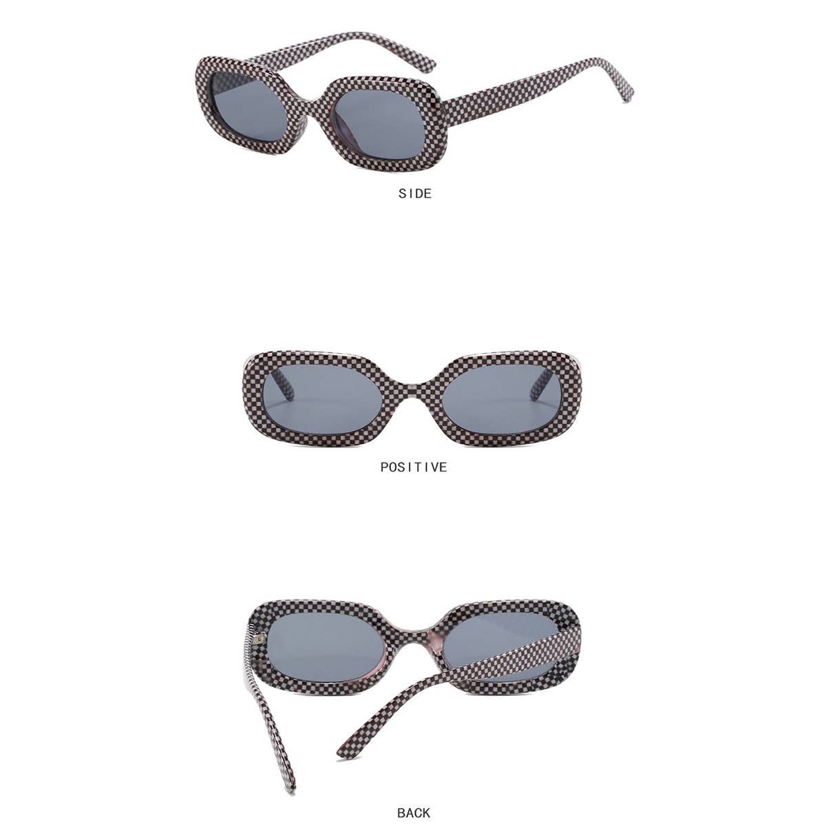 VINTAGE OVAL PLAID SUNGLASSES_CWASG0320: BLACKWHITE / (OS) 2