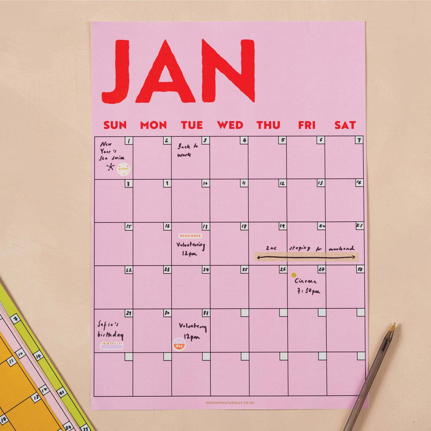 Undated A3 Planner | 12 Pages | Colourburst | Sunday Start