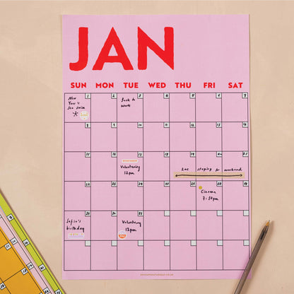 Undated A3 Planner | 12 Pages | Colourburst | Sunday Start