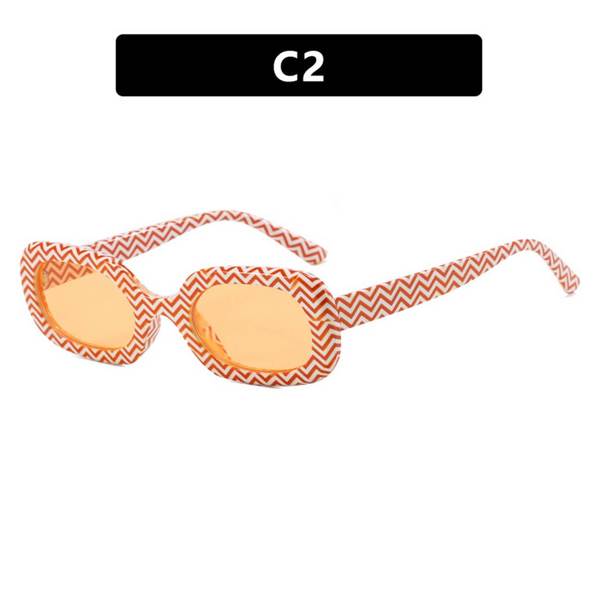 VINTAGE OVAL PLAID SUNGLASSES_CWASG0320: BLACKWHITE / (OS) 2