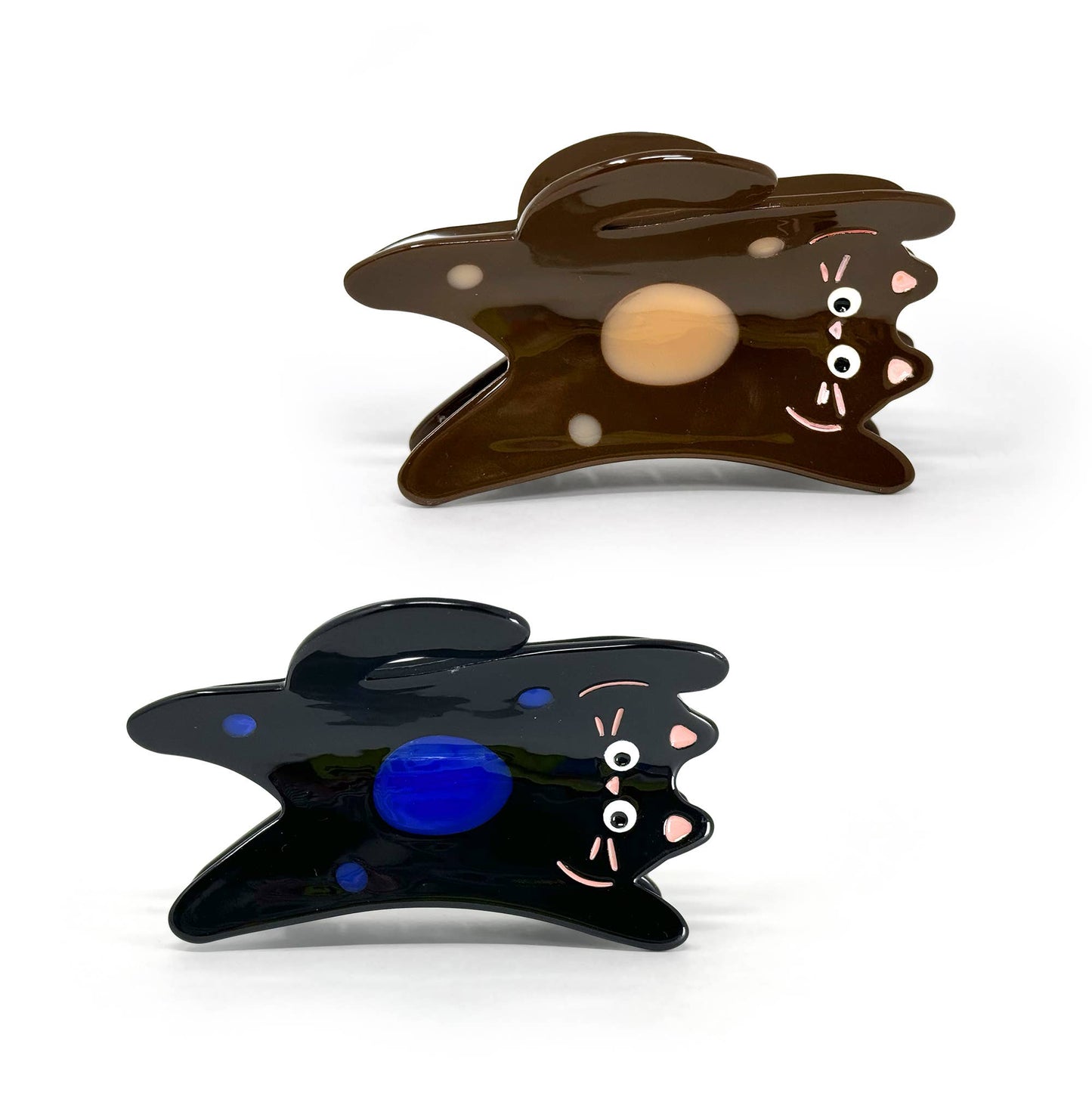 Lucky Cat Hair Claw Clip – Playful & Charming Accessory: Black
