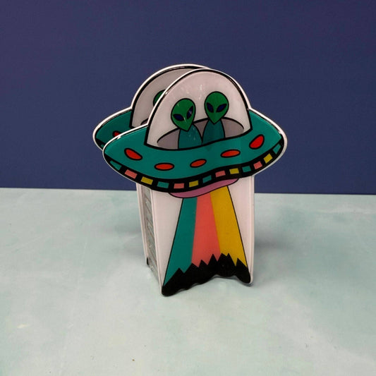 Alien Spaceship Hair Claw – Retro UFO Clip with Rainbow Beam