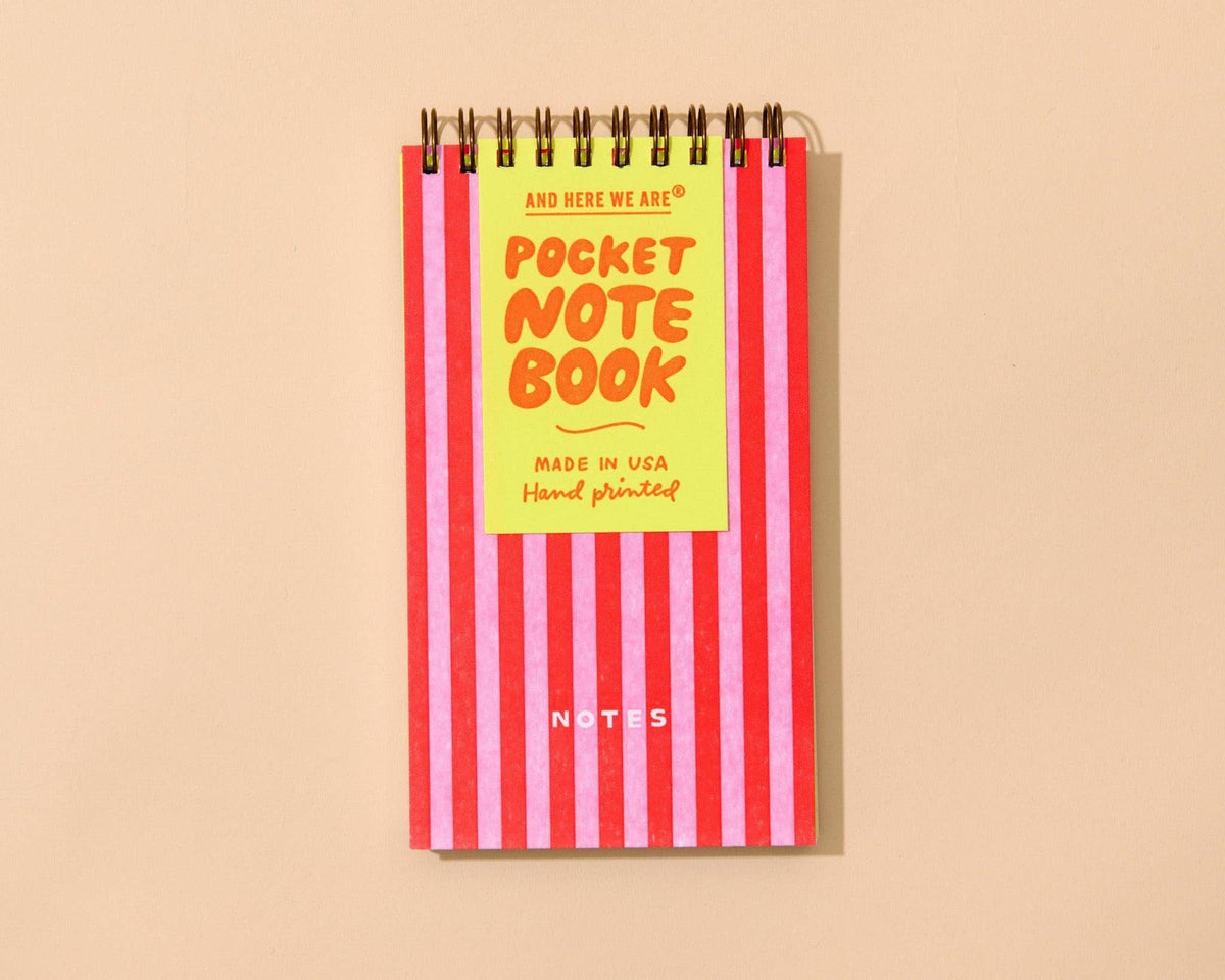 Letterpress Small Spiral Notebook (Lined)—Cabana Stripe
