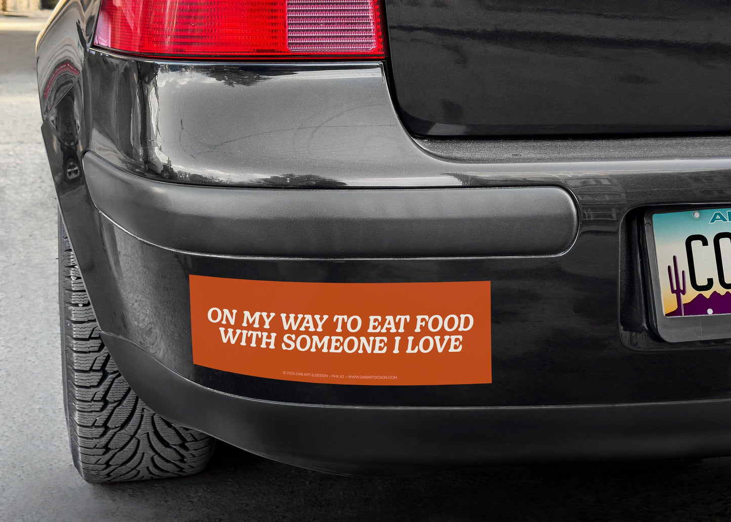 On my way to eat food with people i love bumper sticker / magnet: Magnet