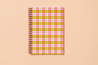 Gingham Picnic A5 Letterpress Spiral Notebook - Fathers Day Gift Mothers Day