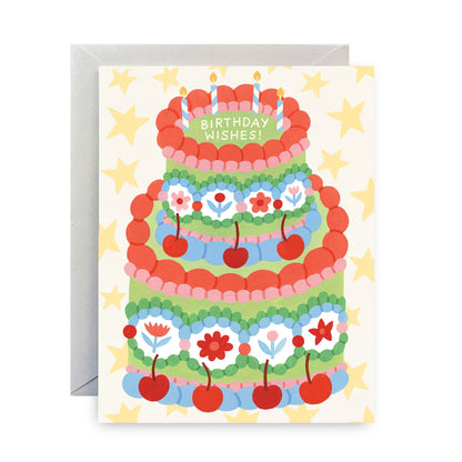 Vintage Green Birthday Cake Card