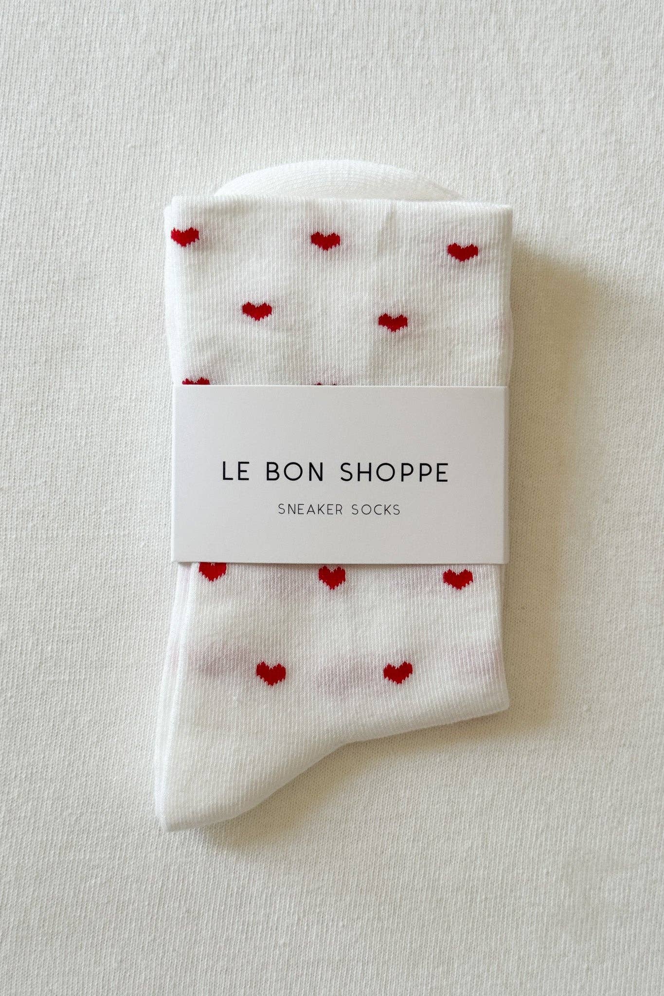 Heart Sneaker Socks (wholesale): HEART - WHITE / RED