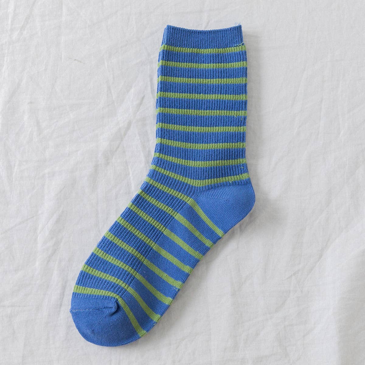 WOMEN NEW STRIPED CUTE BREATHABLE PILE SOCKS_CWMS0470: Green / (OS) 5