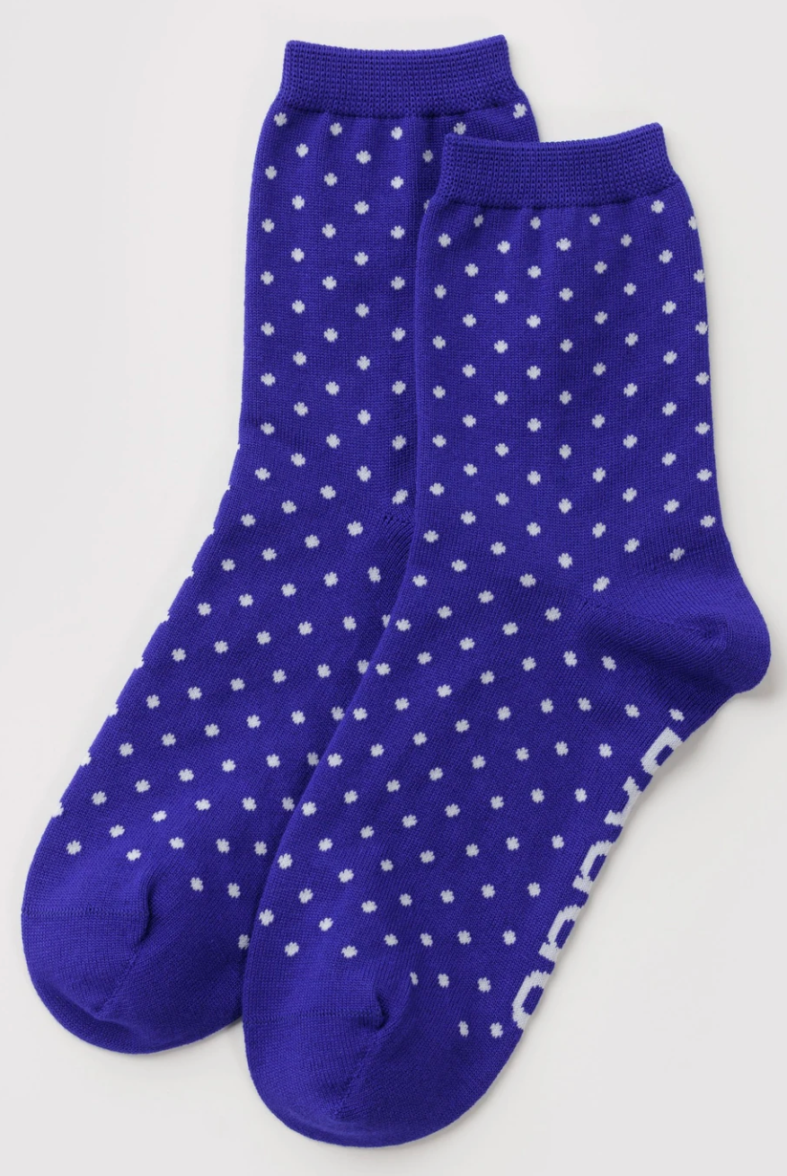 Baggu Crew Sock - Mirco Blue and White Polka Dot