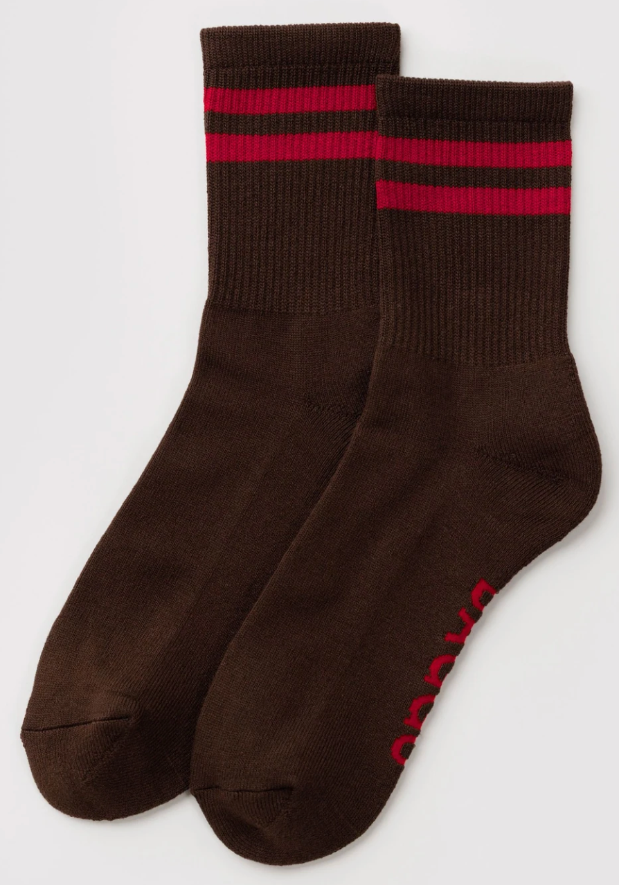 Baggu Ribbed Sock - Coffee Stripe