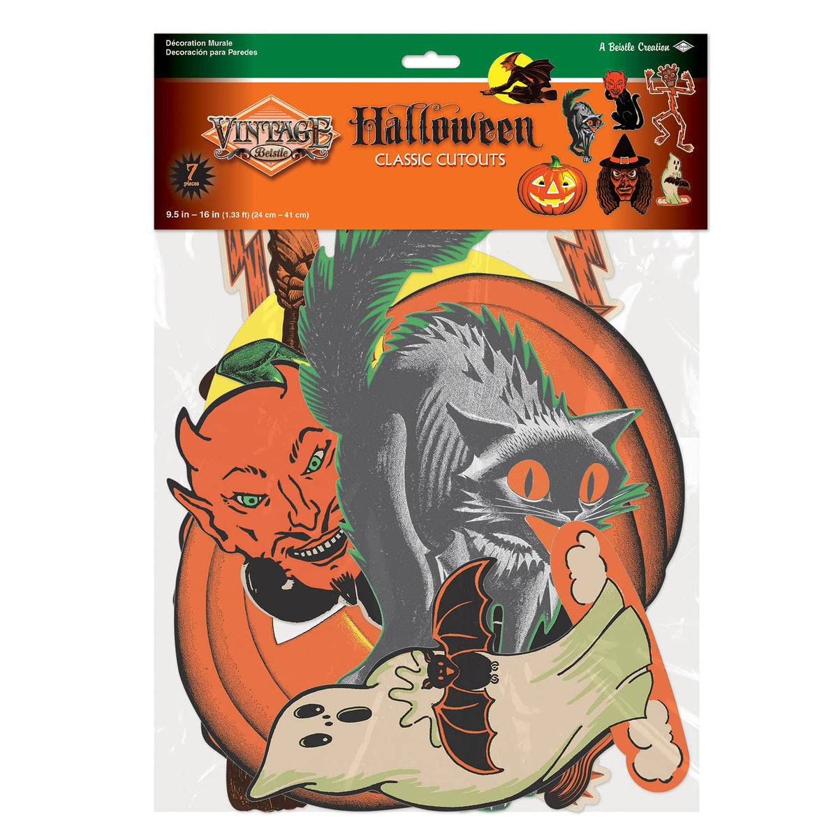 Vintage Halloween Classic Cutouts 9½"-16", 7 per package