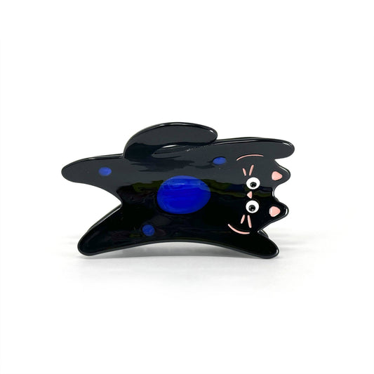 Lucky Cat Hair Claw Clip – Playful & Charming Accessory: Black