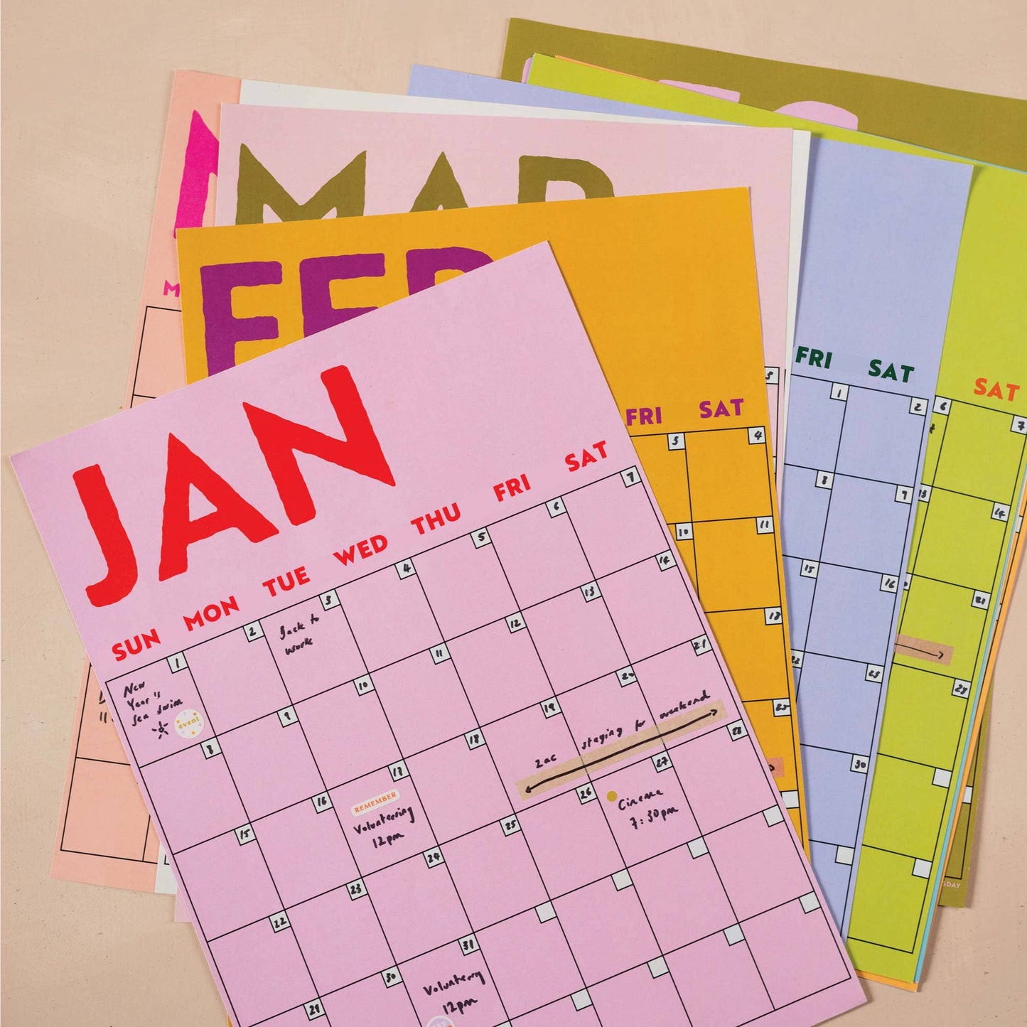 Undated A3 Planner | 12 Pages | Colourburst | Sunday Start