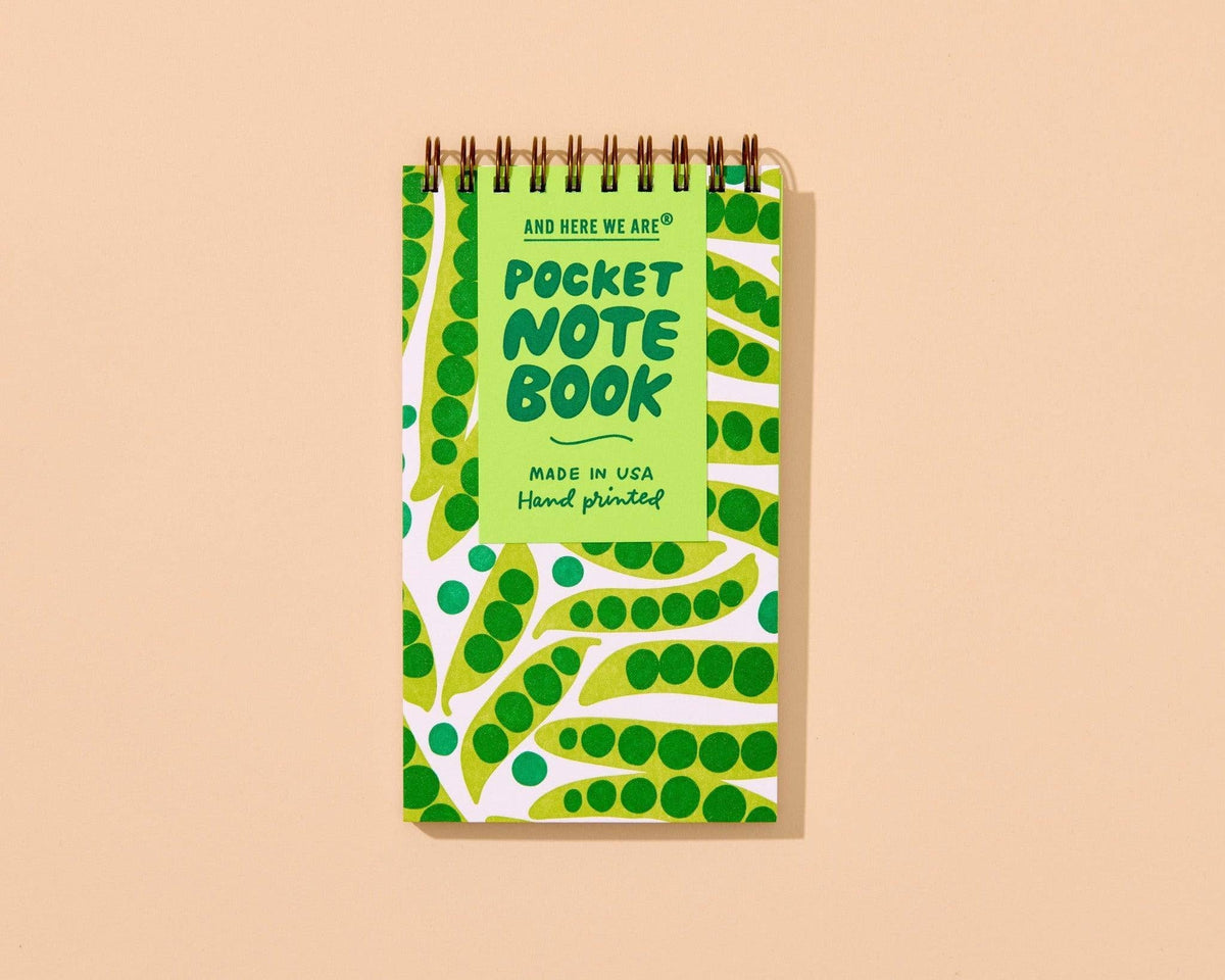 Letterpress Small Spiral Notebook (Lined)—Green Peas