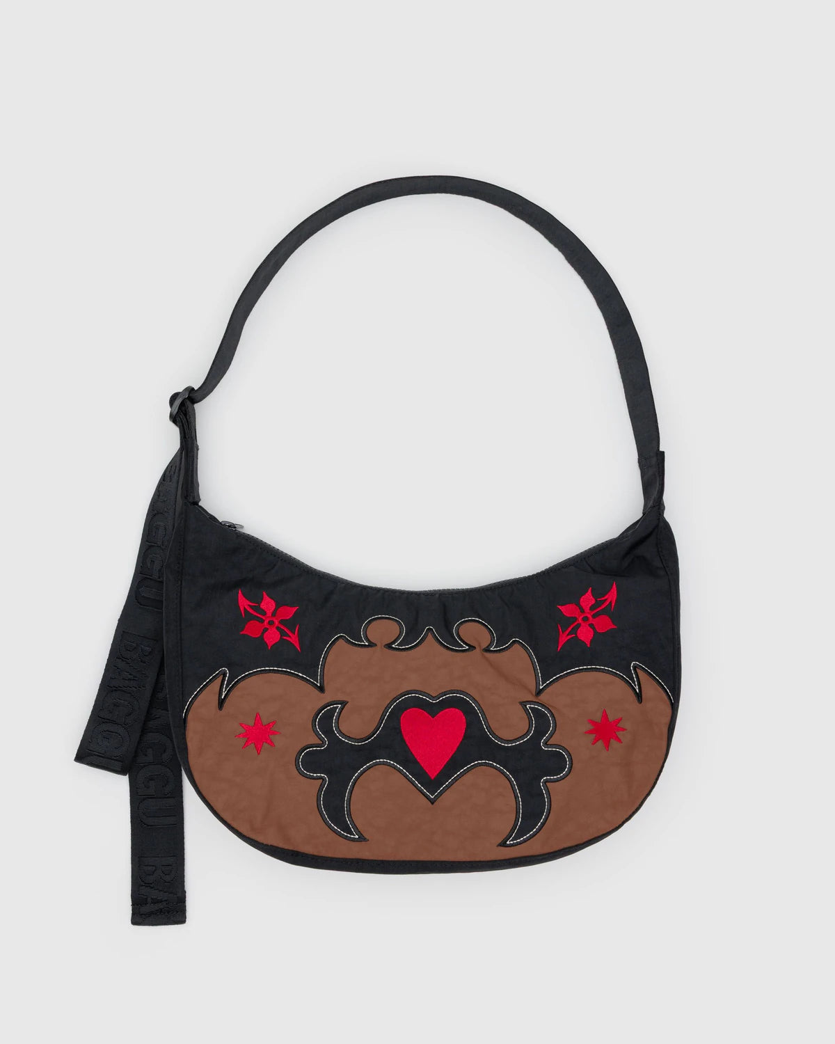 Medium Nylon Crescent Bag - Western Applique