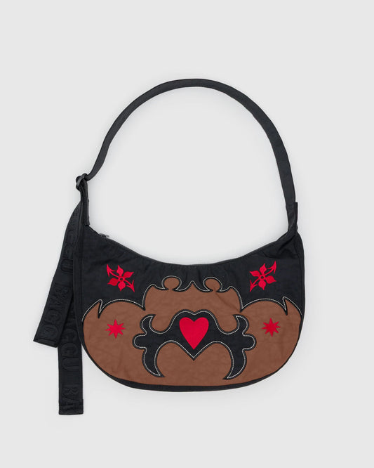 Medium Nylon Crescent Bag - Western Applique