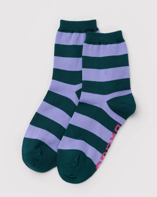 Baggu Crew Socks - Malachite Stripe